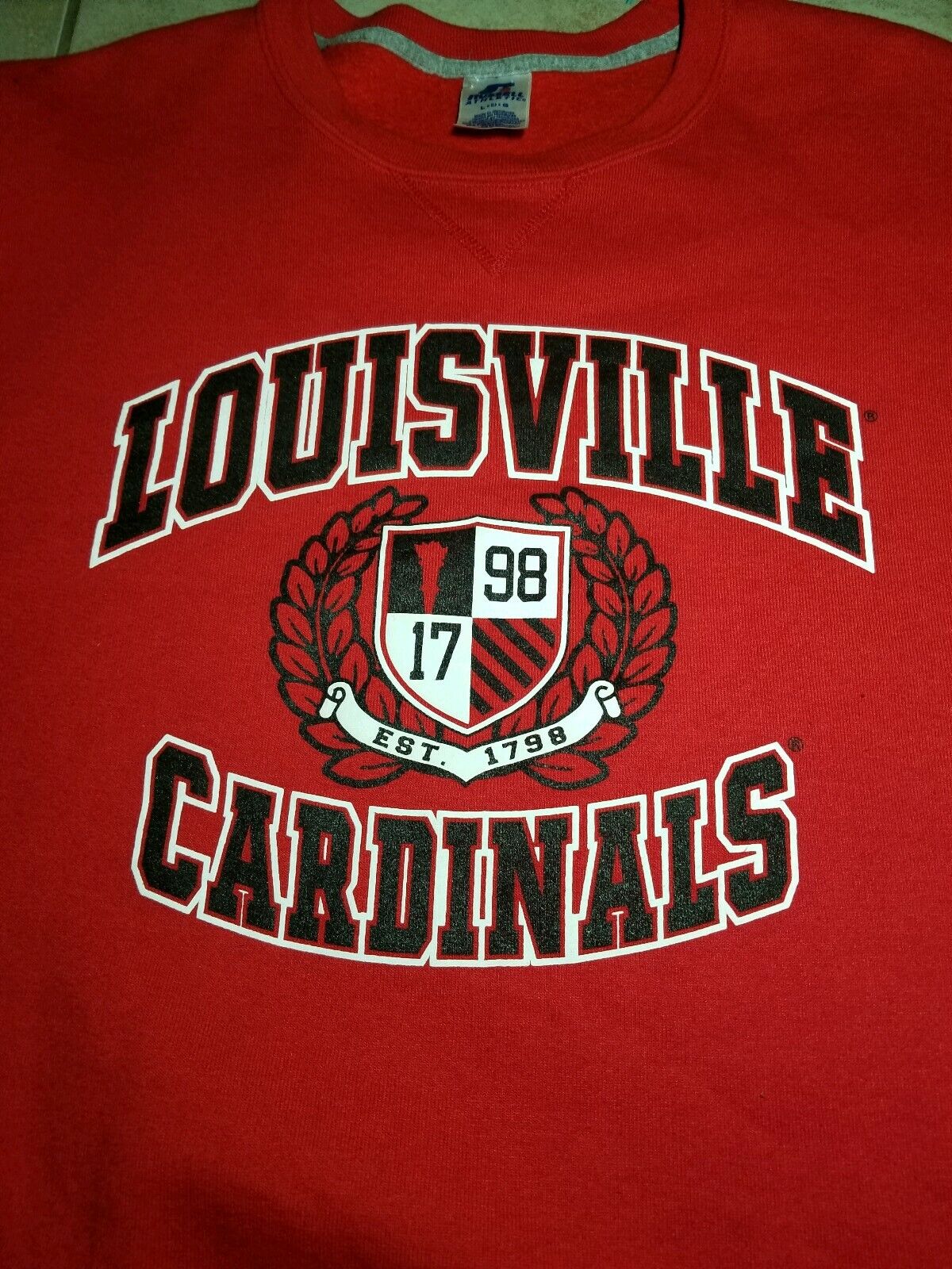 Vintage 90S Louisville Cardinals Russell Athletic Red Crewnek Sweatshirt Shirt Hoodie Full Size - Image 2