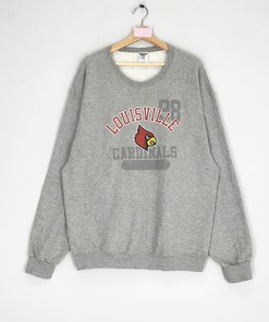 Vintage 90S Louisville Cardinals Sweatshirts Louisville Sweater Grey Louisville Crewneck Pullover Louisville Jumper