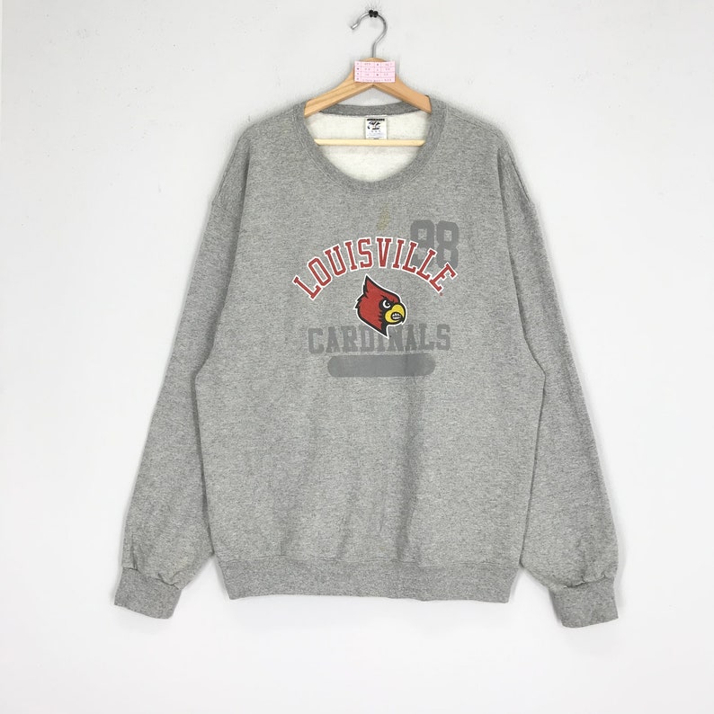 Vintage 90S Louisville Cardinals Sweatshirts Louisville Sweater Grey Louisville Crewneck Pullover Louisville Jumper