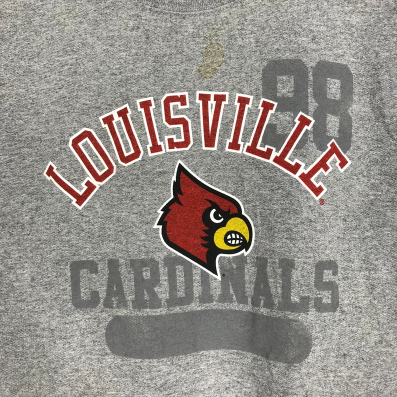 Vintage 90S Louisville Cardinals Sweatshirts Louisville Sweater Grey Louisville Crewneck Pullover Louisville Jumper - Image 2