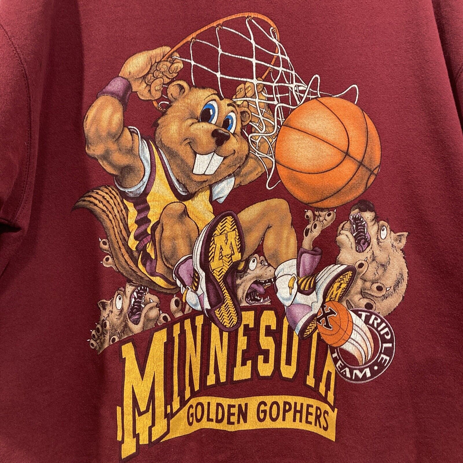 Vintage 90’S Minnesota Golden Gophers Crewneck Sweatshirt Full Size, University Football Fan Shirts - Image 2