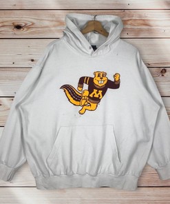 Vintage 90’S Minnesota Golden Gophers Pullover Hoodie Printed Big Logo Minnesota Golden Gophers Sweater Pullover