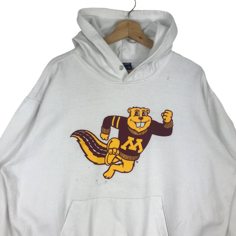 Vintage 90’S Minnesota Golden Gophers Pullover Hoodie Printed Big Logo Minnesota Golden Gophers Sweater Pullover - Image 2