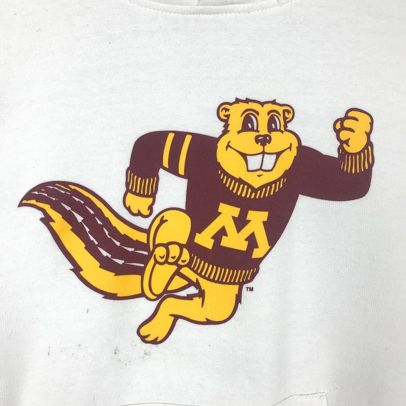 Vintage 90’S Minnesota Golden Gophers Pullover Hoodie Printed Big Logo Minnesota Golden Gophers Sweater Pullover - Image 3