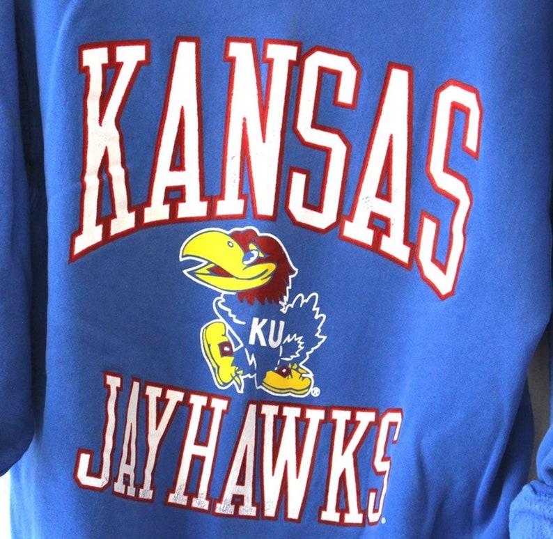 Vintage 90S University Of Kansas Jayhawks Sweatshirt, Kansas Jayhawks Hoodie - Image 2