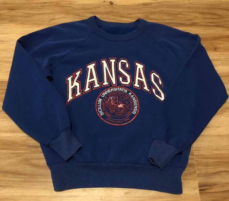 Vintage 90S University Of Kansas Jayhawks Sweatshirt, Kansas Jayhawks Shirt Gift For Her, Gift For Him