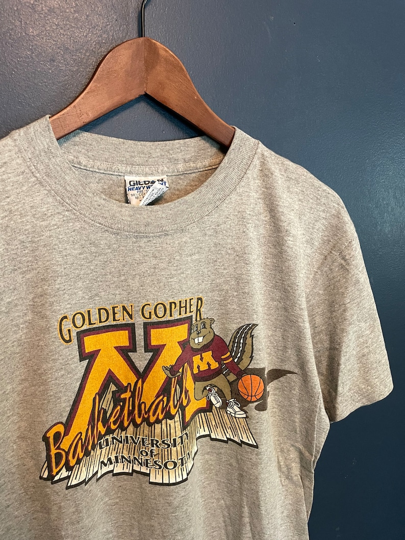 Vintage 90’S University Of Minnesota Golden Gophers Basketball T Shirt, Football Lover Gifts