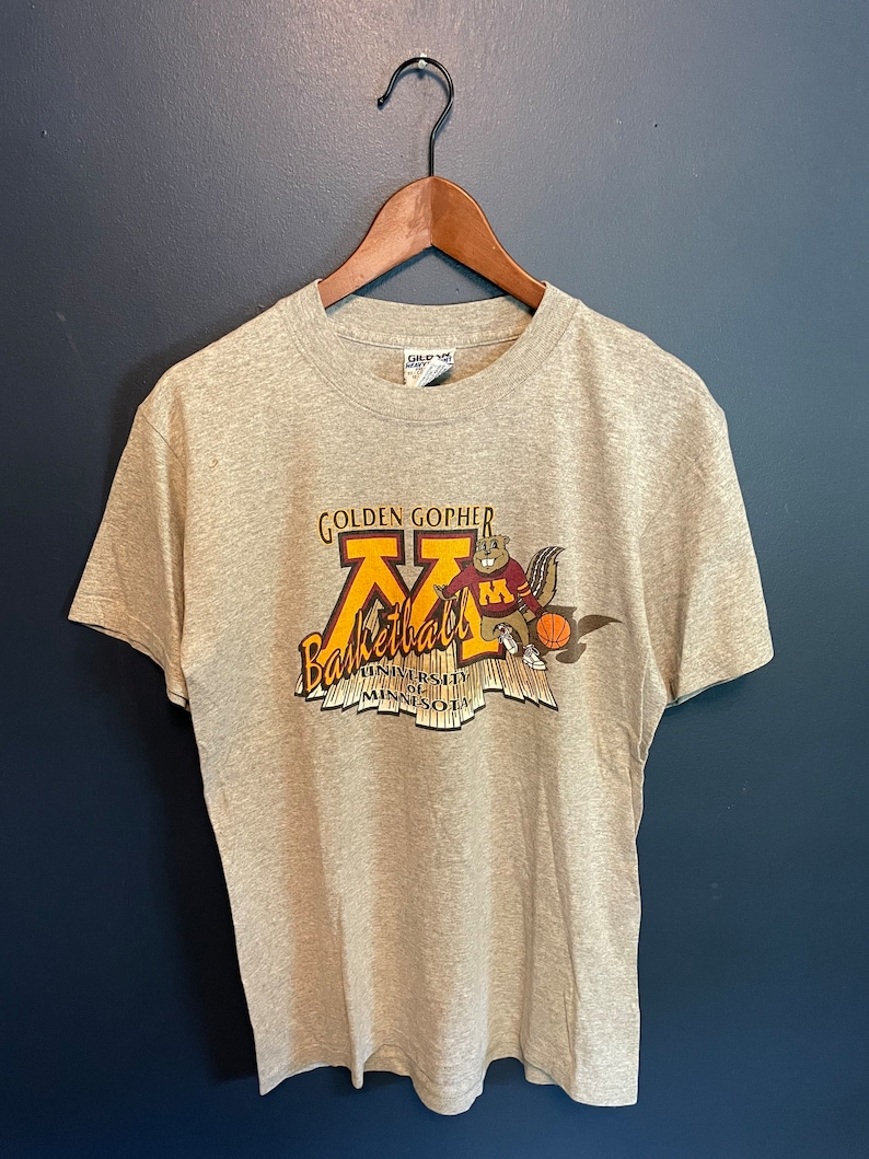 Vintage 90’S University Of Minnesota Golden Gophers Basketball T Shirt, Football Lover Gifts - Image 2