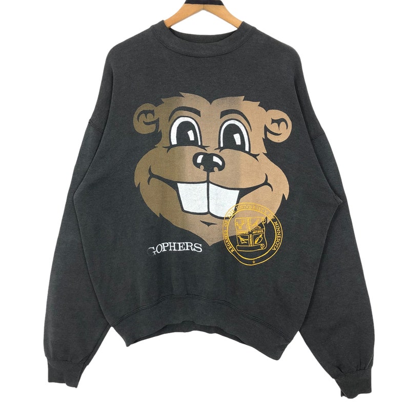 Vintage 90S University Of Minnesota Gophers Crewneck Sweatshirt Pullover Big Logo Made In Usa Ncaa Collegiate Streetwear