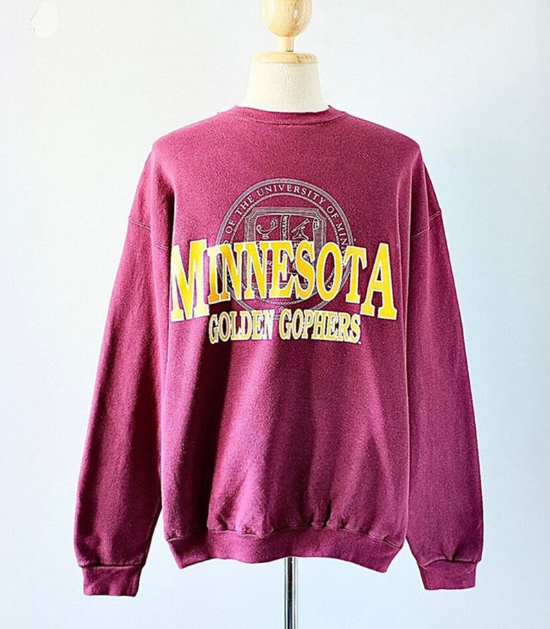 Vintage 90S University Of Minnesota Gophers Golden Sweatshirt, Gift For Her, Gift For Her