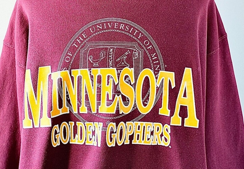 Vintage 90S University Of Minnesota Gophers Golden Sweatshirt, Gift For Her, Gift For Her - Image 2