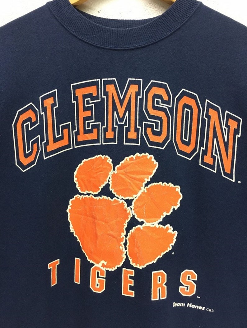 Vintage 90s Clemson Tigers Sweatshirt Crewneck, T shirt, Hoodie - Image 2