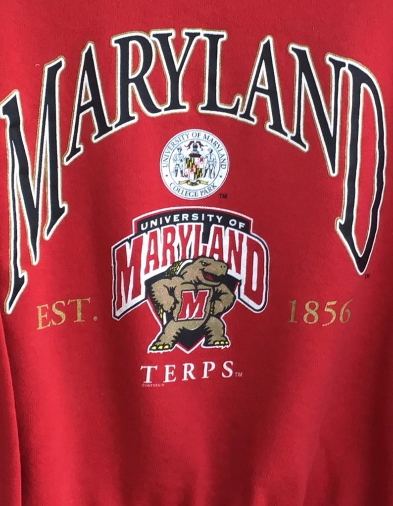 Vintage 90s Maryland University Terps Sweatshirt, T shirt, Hoodie - Image 2