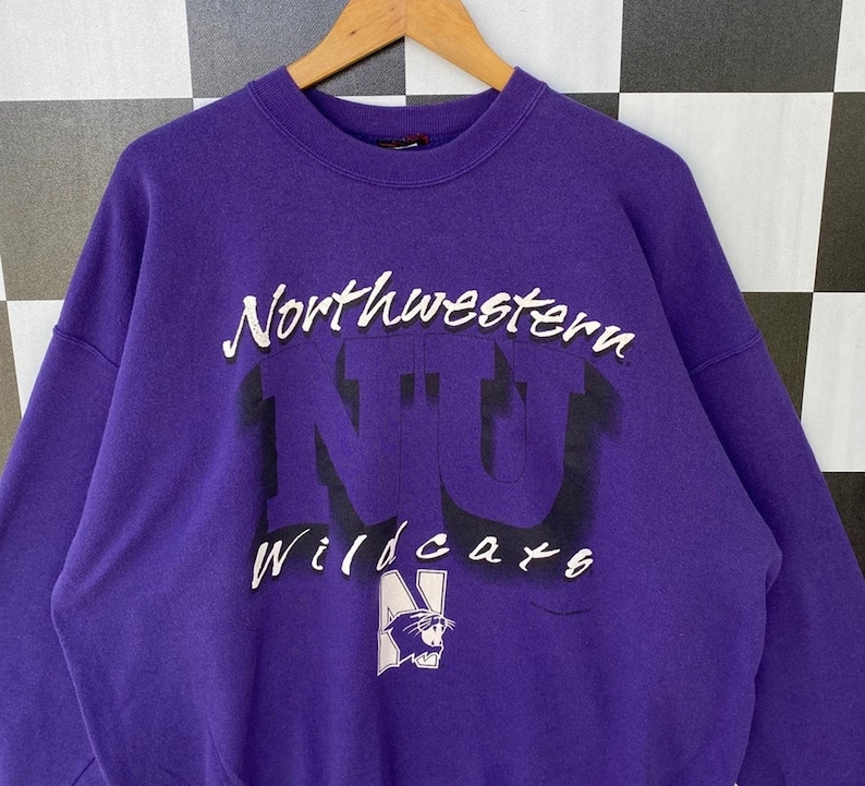 Vintage 90s Northwestern Wildcats Sweatshirt, Jumper Northwestern Wildcats Crewneck - Image 2