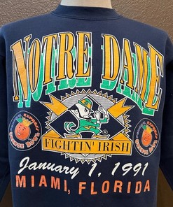 Vintage 90's Notre Dame Fightin' Irish 1991 Orange Bowl Crewneck Sweatshirt, Shirt, Gift For Her, Gift For Him