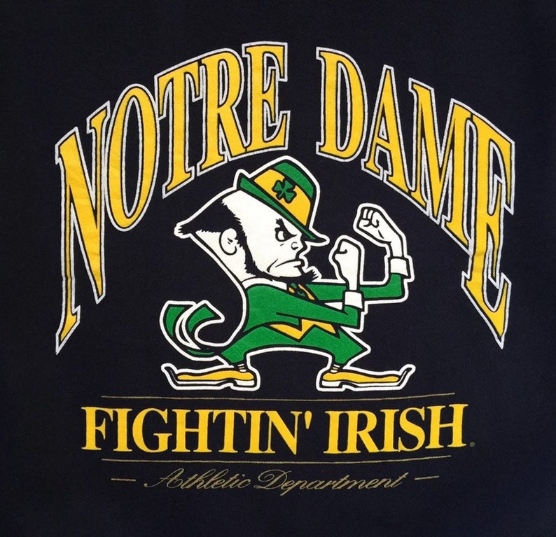 Vintage 90s Notre Dame Fighting Irish Crewneck Sweatshirt, Vintage 90s Sweatshirt - Image 2