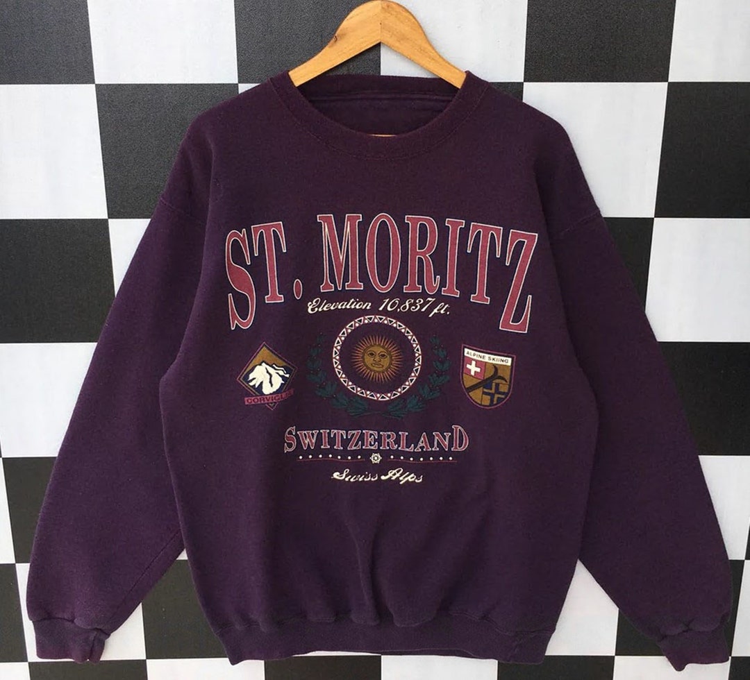 Vintage 90s St. Moritz Switzerland Sweatshirt, Jumper St Moritz Switzerland Crewneck