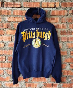 Vintage 90s University Of Pittsburgh Hoodie Sweatshirt Sport Shirt