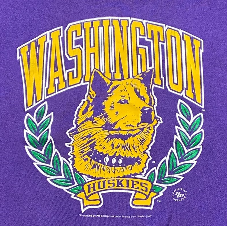 Vintage 90s University of Washington Huskies Crewneck Sweatshirt, Hoodie - Image 2