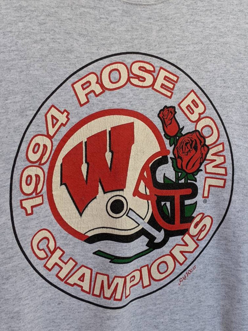 Vintage 94 Winconsin Badger Rose Bowl Champions Unisex Sweatshirt Hoodie Shirt - Image 2
