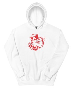 Vintage Arkansas Hoodie Sweatshirt Sport Shirt - 1950's Razorbacks Sailor Art