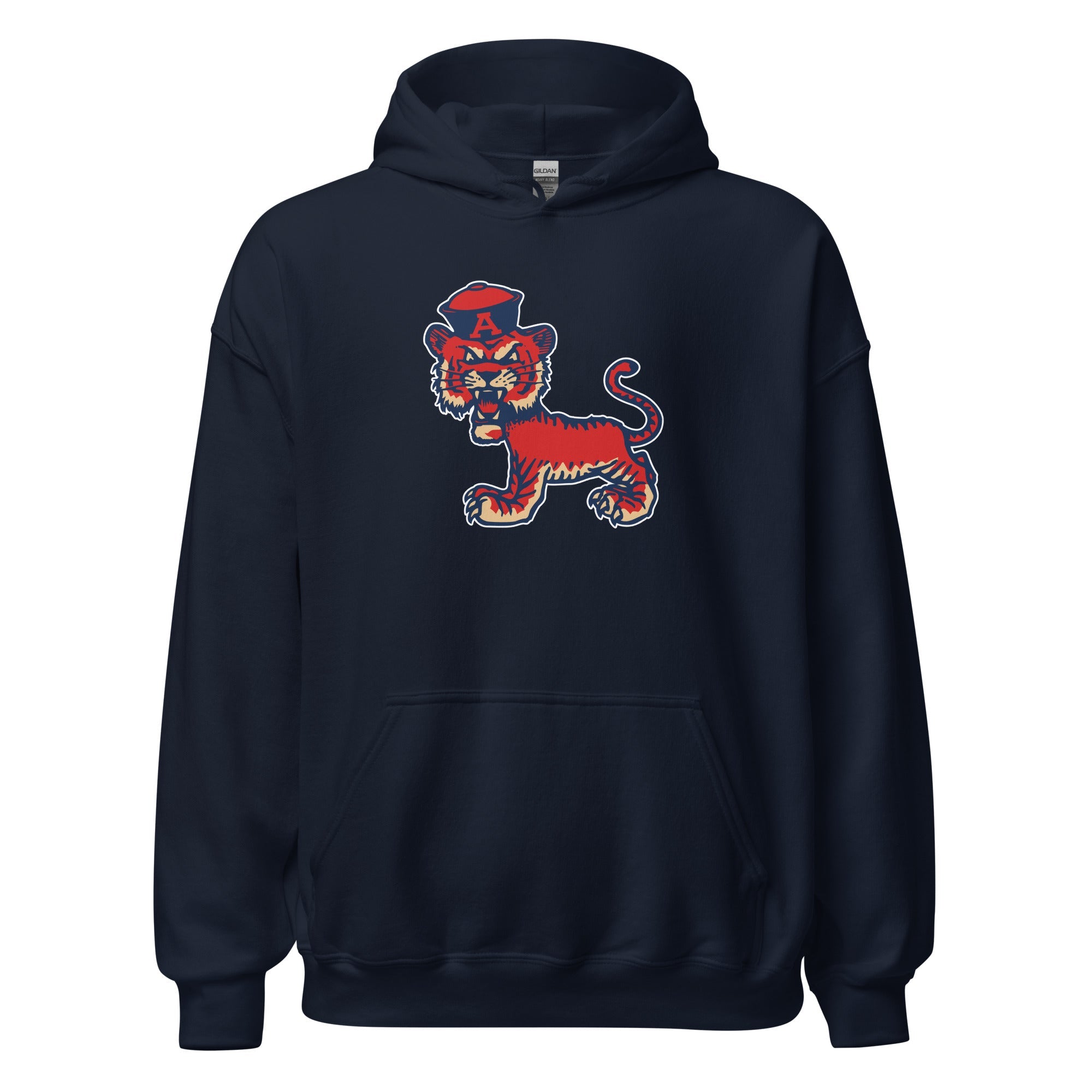 Vintage Auburn Hoodie Sweatshirt Sport Shirt - 1950's Sailor Tiger on the Prowl Art - Image 2