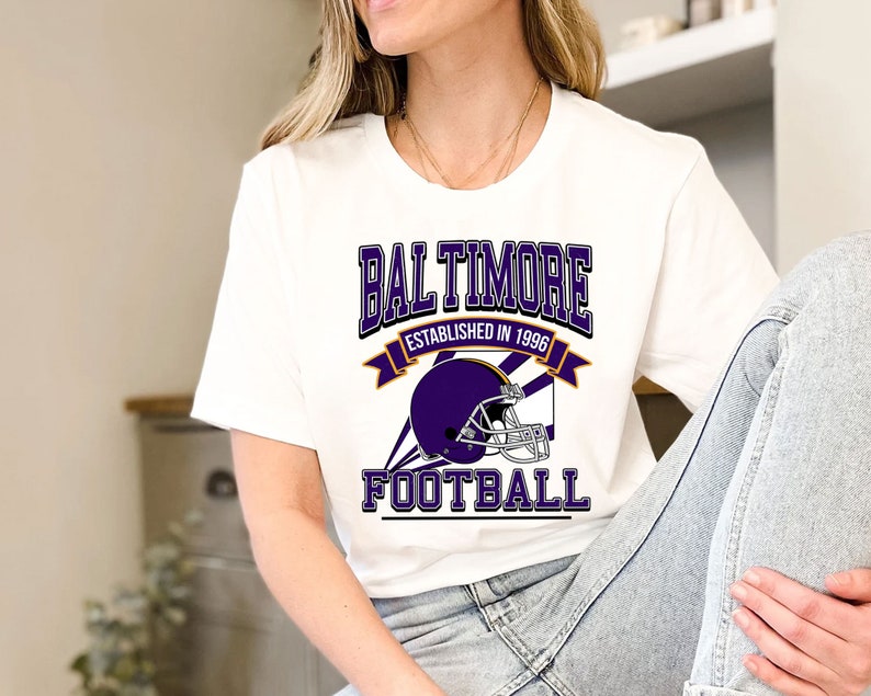 Vintage Baltimore Football Crewneck Sweatshirt Hoodie Shirt for NFL Fans - Image 3