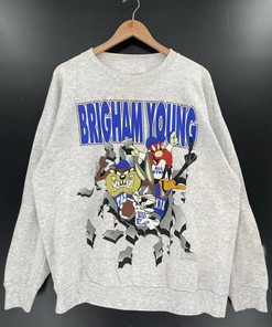 Vintage Brigham Young Looney Tunes Sweatshirt, NCAA BYU Cougars Shirt, Brigham Young University