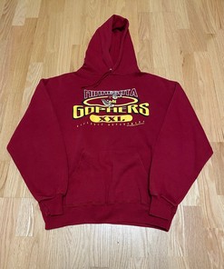 Vintage Chalk Line University Of Minnesota Golden Gophers Maroon Cotton Polyester Blend Pull Over Hoodie Sweatshirt