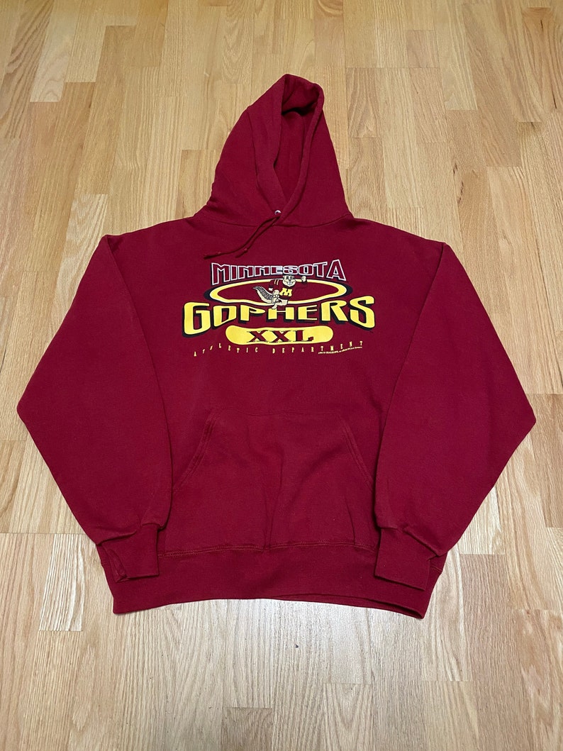 Vintage Chalk Line University Of Minnesota Golden Gophers Maroon Cotton Polyester Blend Pull Over Hoodie Sweatshirt