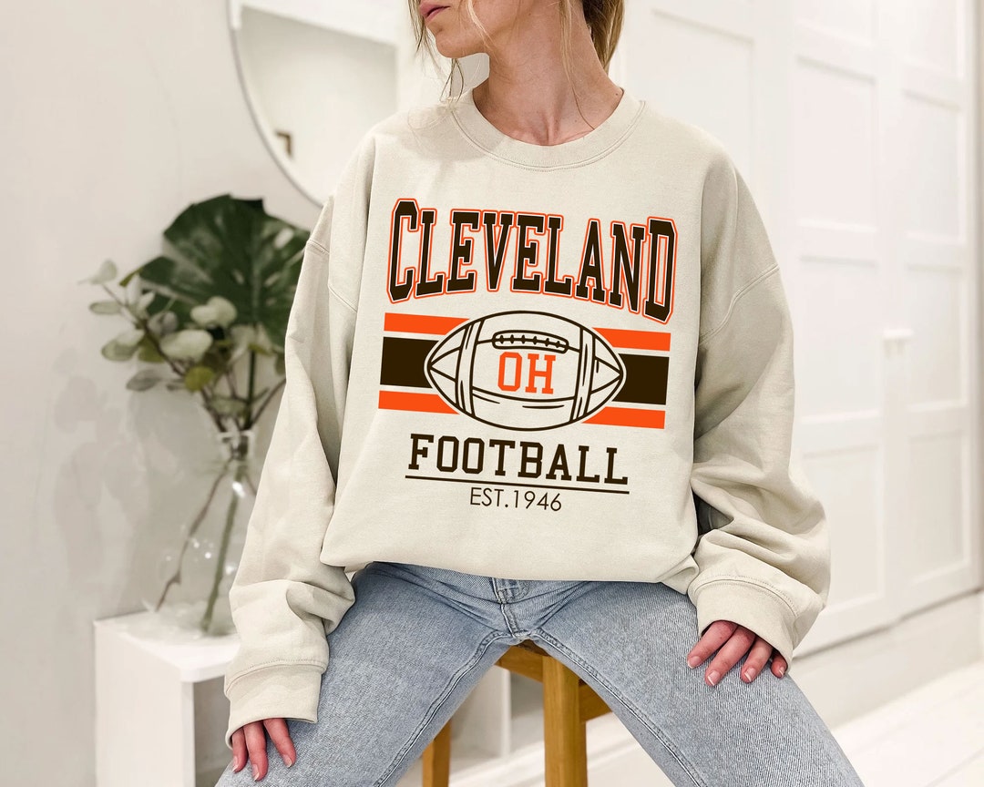 Vintage Cleveland Football Sweatshirt, Retro Cleveland Football Shirt for NFL Fans