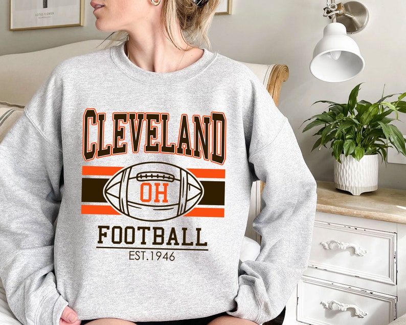 Vintage Cleveland Football Sweatshirt, Retro Cleveland Football Shirt for NFL Fans - Image 2