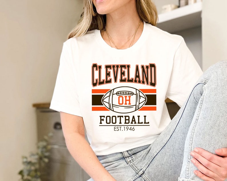 Vintage Cleveland Football Sweatshirt, Retro Cleveland Football Shirt for NFL Fans - Image 3