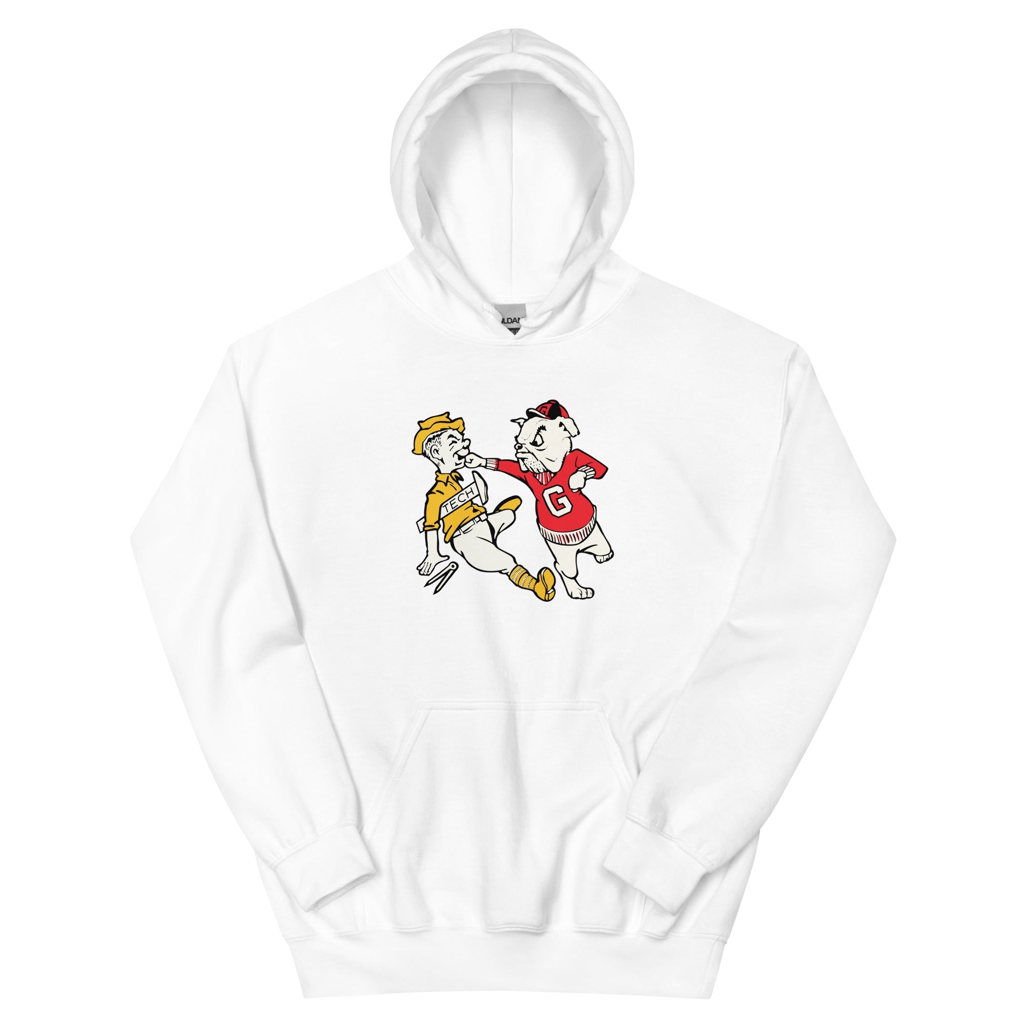 Vintage Georgia Hoodie Sweatshirt Sport Shirt - Mid Century Bulldogs Art - Image 3