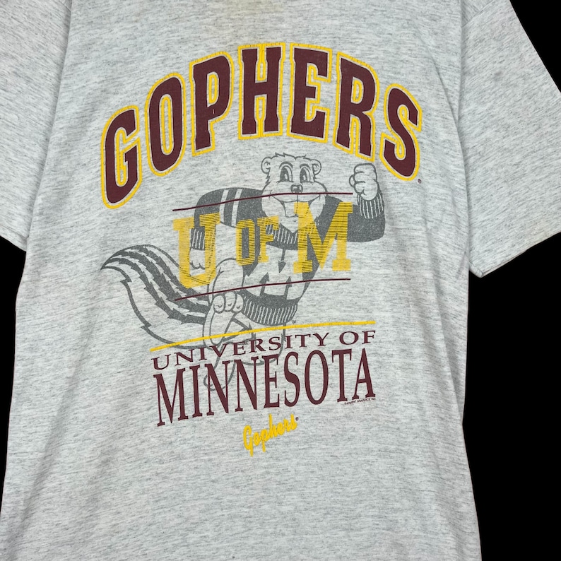 Vintage Gophers University Of Minnesota Single Stitch Shirt Full Size, University Football Fan Shirts - Image 2