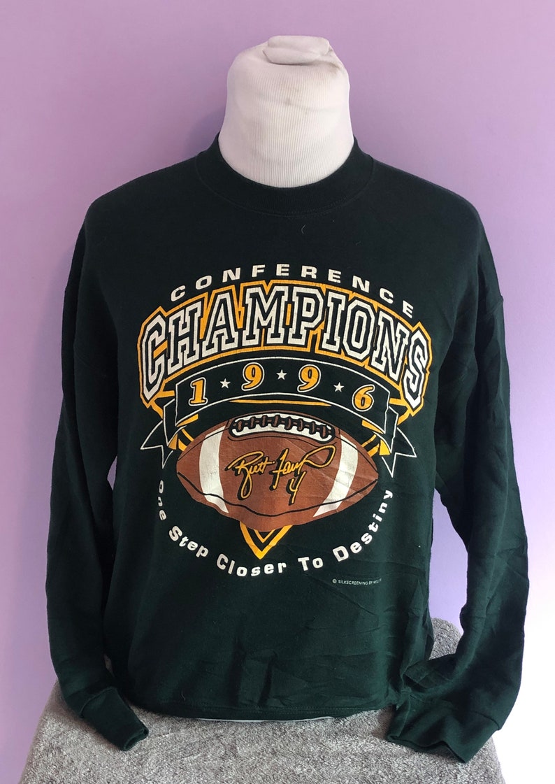 Vintage Green Bay Packers Brett Favre #4 NFL Football 1996 Conference Champions Sweatshirt