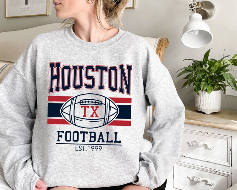 Vintage Houston Football Sweatshirt, Retro Houston Football Shirt for NFL Fans - Image 2