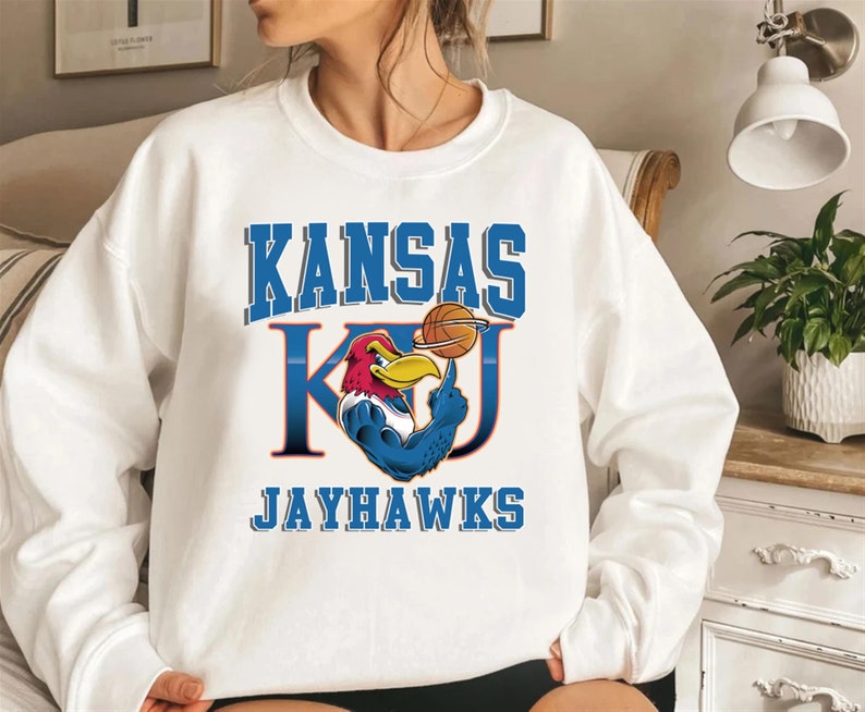 Vintage Kansas Jayhawks Ku Crewneck Sweatshirt Sportswear Hoodie Shirt, Gift For Him, Gift For Her - Image 3