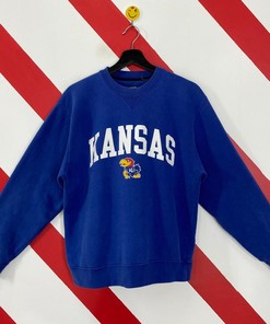Vintage Kansas Jayhawks Sweatshirt Crewneck Sweater Pullover University Kansas Jayhawks Print Logo