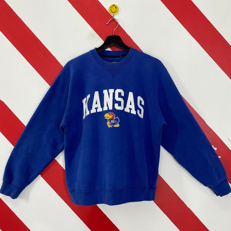 Vintage Kansas Jayhawks Sweatshirt Crewneck Sweater Pullover University Kansas Jayhawks Print Logo