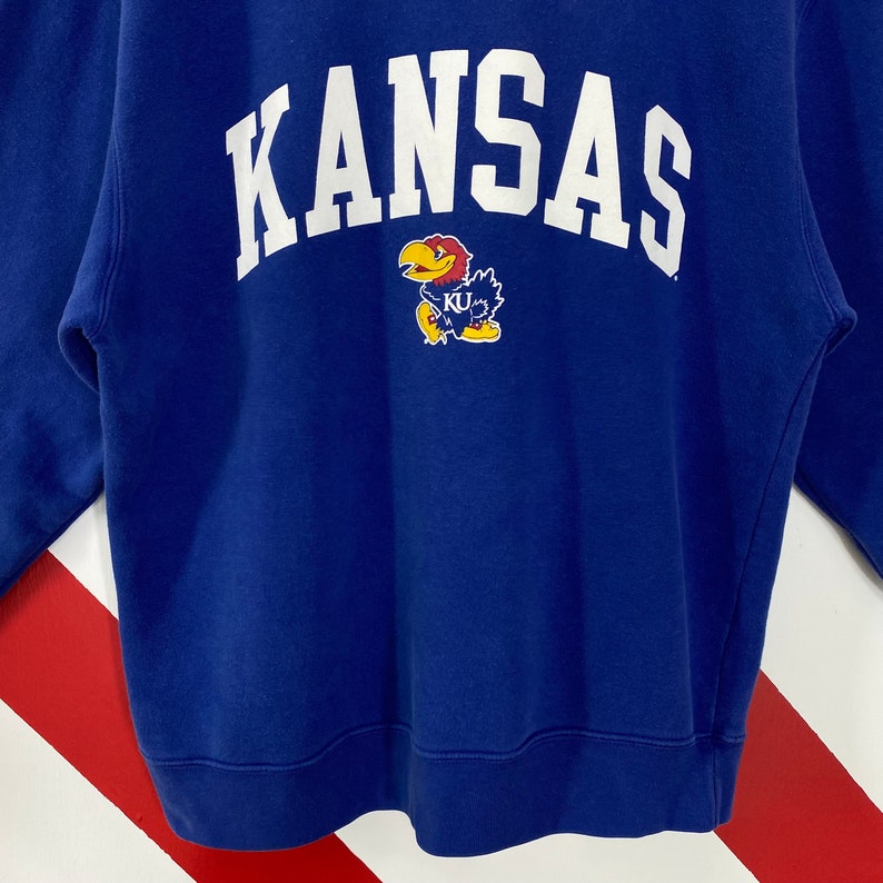 Vintage Kansas Jayhawks Sweatshirt Crewneck Sweater Pullover University Kansas Jayhawks Print Logo - Image 2