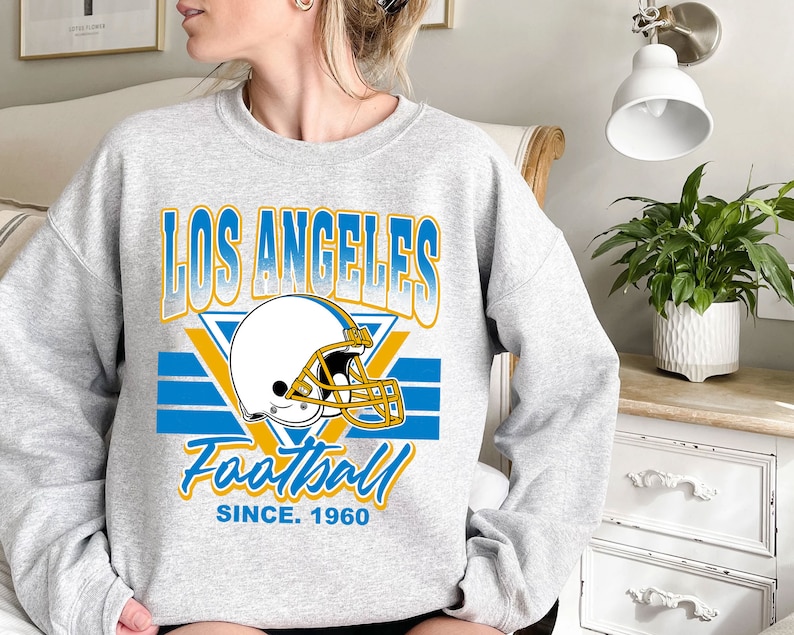 Vintage Los Angeles Football Crewneck Sweatshirt Hoodie Shirt Gifts for NFL Fans - Image 2