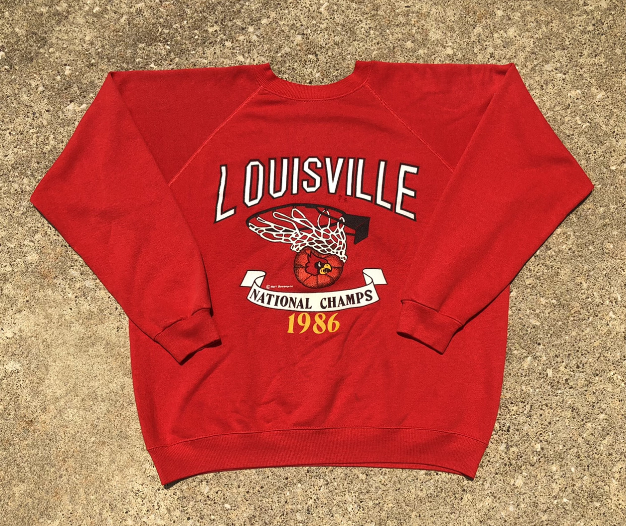 Vintage Louisville Cardinals Crewneck University Football Hoodie Sweatshirt - Image 2