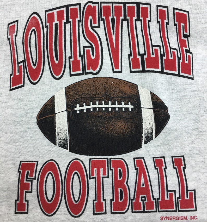 Vintage Louisville Football Big Logo Print Spell Out Crewneck Jumper Sweatshirt Sportswear American Football Mens - Image 2