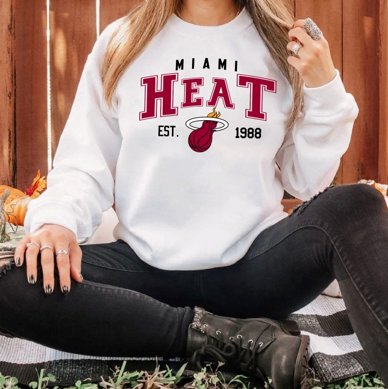 Vintage Miami Heat EST 1988 Logo Sweatshirt, Miami Basketball Team Shirt, NBA Tee, World Series, Unisex Shirt Sweater Hoodie - Image 2