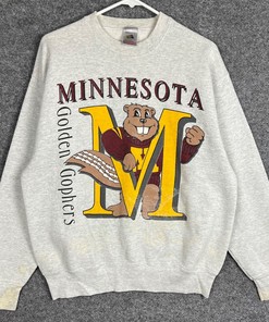 Vintage Minnesota Golden Gophers Graphic Sweatshirt Crewneck Full Size, University Football Fan Shirts
