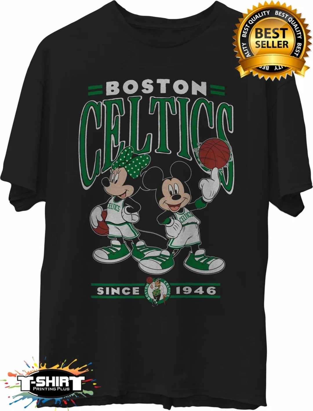 Vintage NBA Boston Celtics Shirt, Disney Mickey & Minnie Shirt, American Basketball Shirt