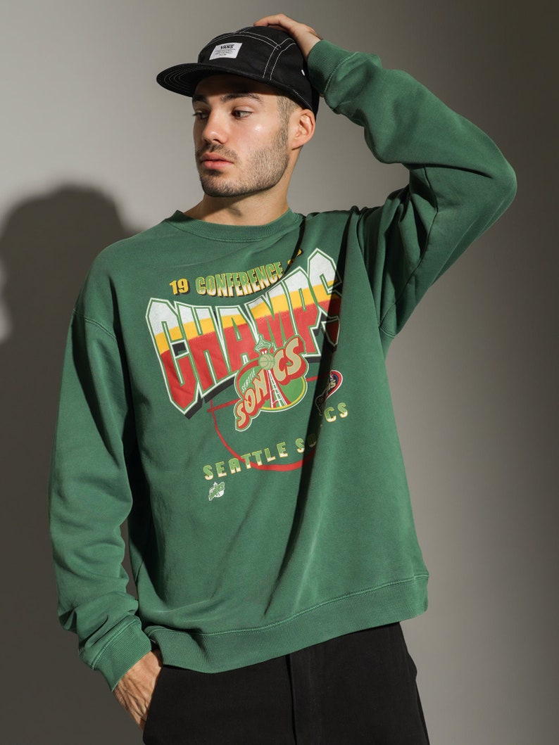 Vintage NBA Seattle Supersonics Logo Sweatshirt, NBA Basketball Shirt, Seattle Supersonics, Unisex Shirt Sweater Hoodie Gifts for Fans - Image 2