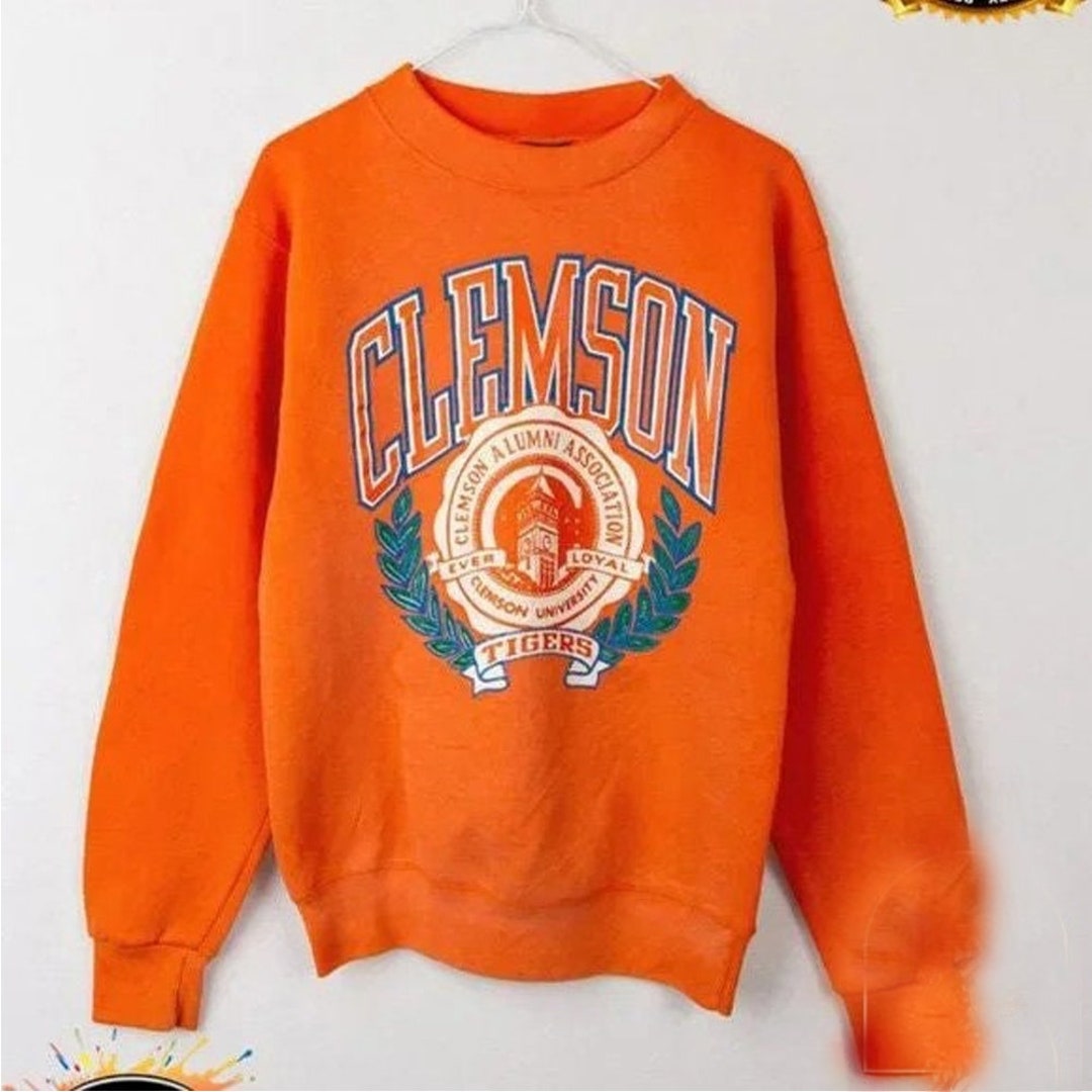 Vintage NCAA Clemson University Tigers Sweatshirt, College Football Orange Shirt, Football Sweatshirt, Basketball