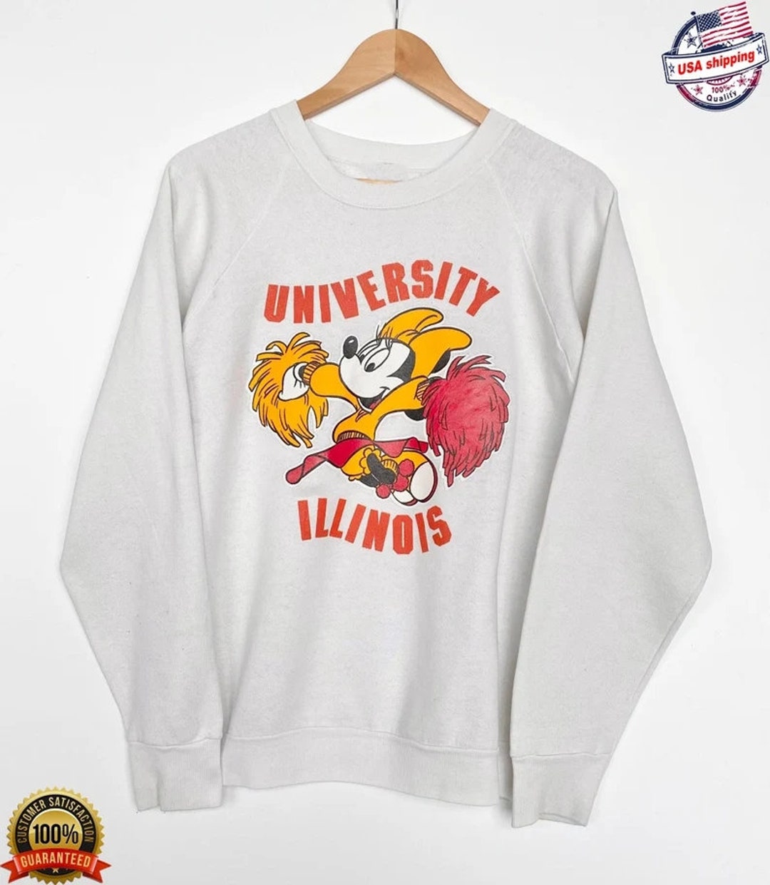 Vintage NCAA Illinois Fighting Illini Mickey Sweatshirt, Illinois Fighting Illini Shirt, Unisex Shirt